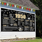 Large 76th Birthday Banner Backdrop Decorations for Men Women, Back in 1950 Happy 76 Birthday Sign Party Supplies, 76 Year Old Bday Photo