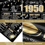 Large 76th Birthday Banner Backdrop Decorations for Men Women, Back in 1950 Happy 76 Birthday Sign Party Supplies, 76 Year Old Bday Photo
