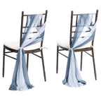 Wedding Chiffon Chair Sashes Cover Aisle Decorations Draping Fabric Wrinkle-Free with Tie 16pcs Dusty Blue Ice Blue for Party Ceremony
