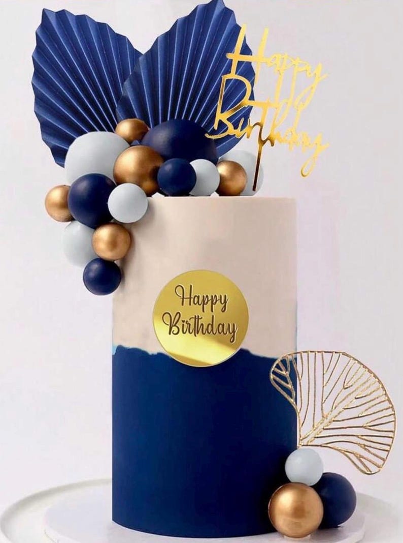 Blue White Gold Ball Cake Toppers Balls Cupcake Toppers Foam Ball Shaped Cake Picks DIY Balloon Cake Insert Topper Ball Birthday Cake Decor