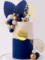 Blue White Gold Ball Cake Toppers Balls Cupcake Toppers Foam Ball Shaped Cake Picks DIY Balloon Cake Insert Topper Ball Birthday Cake Decor