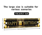 Black & Gold Happy 18th Birthday Banner Decorations  Extra Large Reusable Yard Sign for Boys, Girls ,Men, Coming of Age Indoor Outdoor Decor