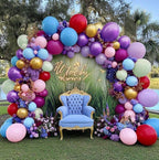 Pink Blue Purple Balloon Arch Double Stuffed Baby Blue Lavender Red Balloons Pastel Lilac Pink Gold  Balloon Garland Kit for Fairy Tea Party