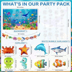 Under the Sea Party Decorations 98Pcs, Ocean Theme Birthday Party Supplies, Backdrop  Garlands Ocean Animals Balloons for Pool Beach Party