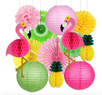 Flamingo Party Supplies, Hawaiian Party Decorations Flamingo and Pineapple Honeycomb Ball Paper Lanterns Paper Fans Pom poms Flowers