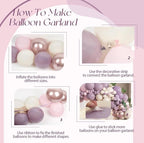 Lavender Balloon Garland Arch Kit,130pcs Pink and Purple Balloon Arch Kit with Dusty Purple Light Pink Sand White Metallic Rose Gold Balloon