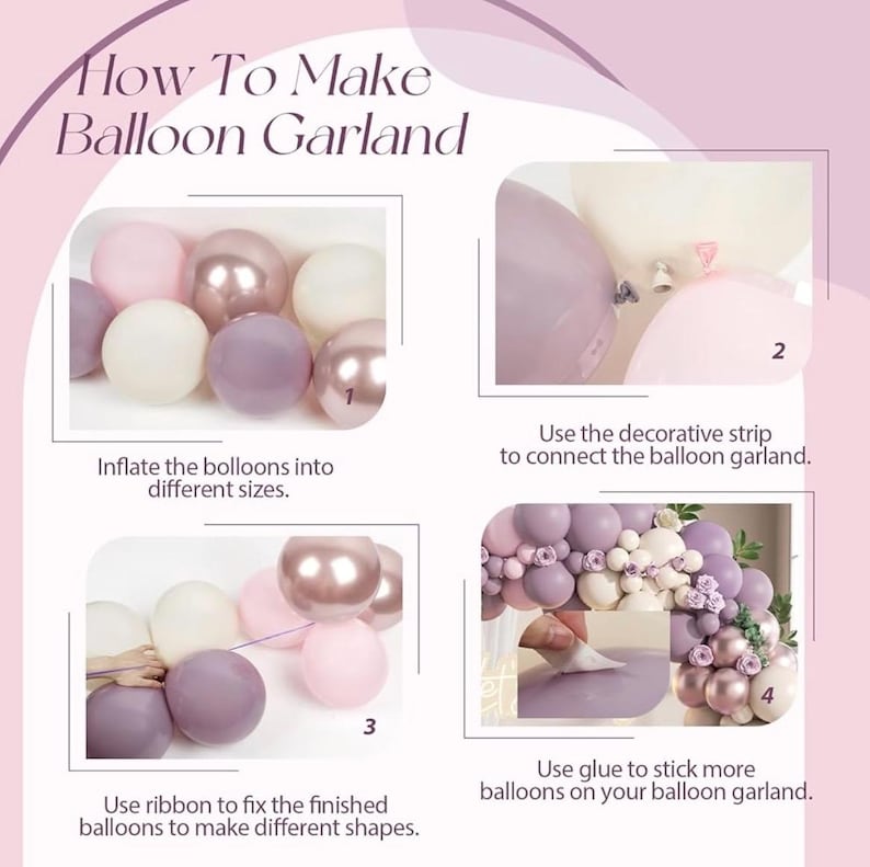 Lavender Balloon Garland Arch Kit,130pcs Pink and Purple Balloon Arch Kit with Dusty Purple Light Pink Sand White Metallic Rose Gold Balloon