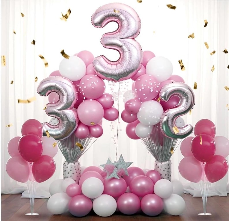 4 Set Balloon Stand Kit - Table Balloon Stands with Base, Easy Assembly Balloon Sticks, Reusable Balloon Holders for Baby Showers,Birthday