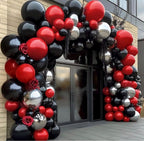 Black Red Silver Balloon Arch Kit - Double Stuffed Dark Red Ruby Black Balloon Garland Burgundy Maroon Metallic Color for Bday , Graduation