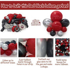 Black Red Silver Balloon Arch Kit - Double Stuffed Dark Red Ruby Black Balloon Garland Burgundy Maroon Metallic Color for Bday , Graduation