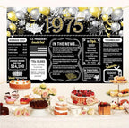 Happy 51st Birthday Class Reunion Anniversary Back in 1975 Cheers to 51 Years Backdrop Large Wall Banner Birthday Hanging Poster Supplies