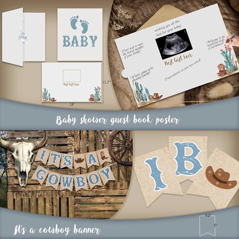Cowboy Baby Shower Decorations Party Supplies for Boy, A Little Cowboy is on the Way Decorations, Western Baby Shower Decor, Cowboy Rodeo