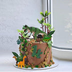 26 PCS Dinosaur Cake Toppers With Dinosaur Eggs Leaves Trees Cake Decorations For Birthday,Dinosaur Themed,Jungle Safari, Wild Animals Party