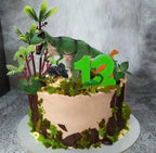 26 PCS Dinosaur Cake Toppers With Dinosaur Eggs Leaves Trees Cake Decorations For Birthday,Dinosaur Themed,Jungle Safari, Wild Animals Party
