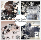 137Pcs Black and Silver Balloons Garland Arch Kit with Stars - 5 10 12 18 in Black Silver Confetti Latex Party Balloons for 2026 Graduation