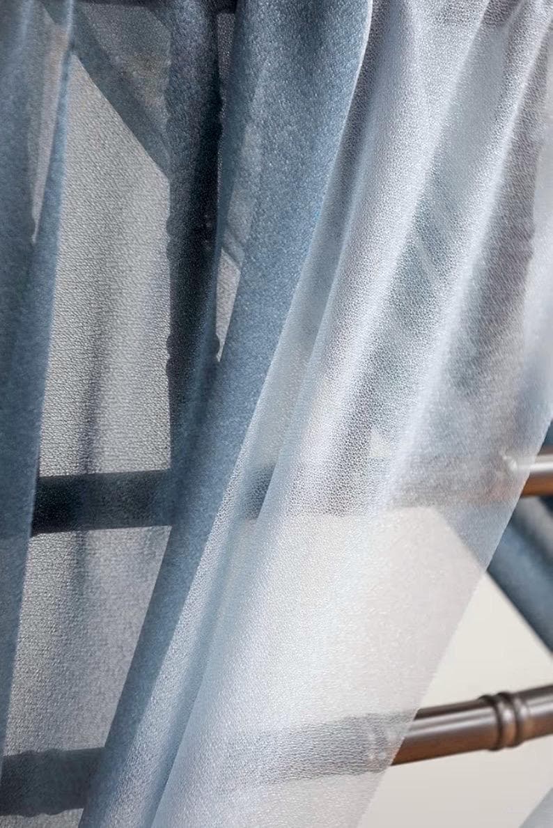 Wedding Chiffon Chair Sashes Cover Aisle Decorations Draping Fabric Wrinkle-Free with Tie 16pcs Dusty Blue Ice Blue for Party Ceremony