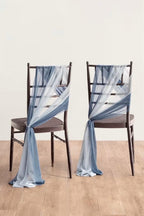 Wedding Chiffon Chair Sashes Cover Aisle Decorations Draping Fabric Wrinkle-Free with Tie 16pcs Dusty Blue Ice Blue for Party Ceremony