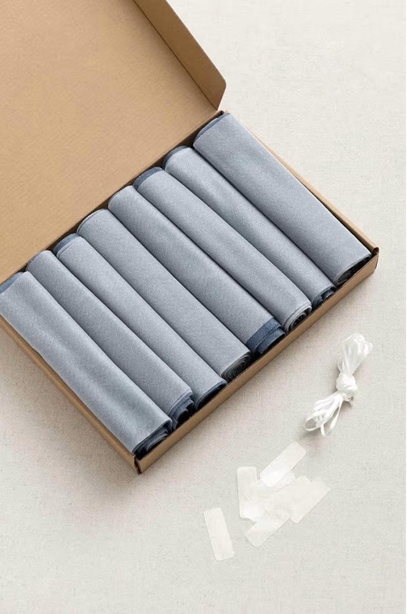 Wedding Chiffon Chair Sashes Cover Aisle Decorations Draping Fabric Wrinkle-Free with Tie 16pcs Dusty Blue Ice Blue for Party Ceremony