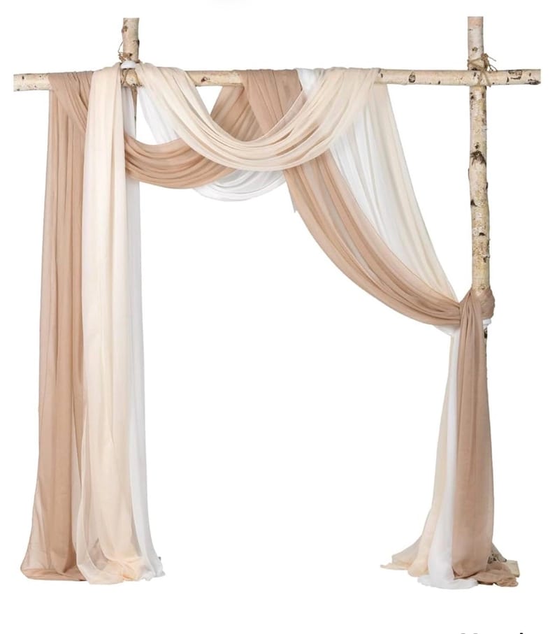 3 Panels Wedding Arch Draping Fabric, 30" x 20ft Mixed Color Chiffon Fabric Drapery Sheer Backdrop Curtain for Wedding Ceremony Party Decor