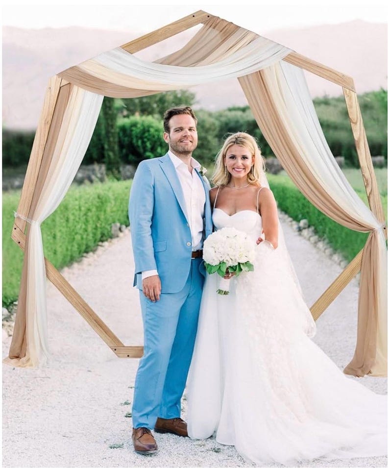 3 Panels Wedding Arch Draping Fabric, 30" x 20ft Mixed Color Chiffon Fabric Drapery Sheer Backdrop Curtain for Wedding Ceremony Party Decor