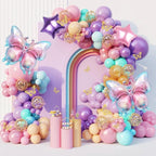 163Pcs Butterfly Pink and Purple Balloons Garland Arch Kit, Birthday Baby Shower Decorations Pink Purple Blue Confetti Star Balloons