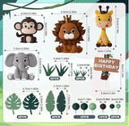 19pcs Safari Animal Cake Topper - Jungle Wild Cake Toppers with Leaves Balls Cake Decorations for Safari Animals Themed Birthday Party Decor