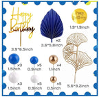 Blue White Gold Ball Cake Toppers Balls Cupcake Toppers Foam Ball Shaped Cake Picks DIY Balloon Cake Insert Topper Ball Birthday Cake Decor