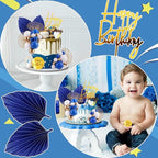 Blue White Gold Ball Cake Toppers Balls Cupcake Toppers Foam Ball Shaped Cake Picks DIY Balloon Cake Insert Topper Ball Birthday Cake Decor