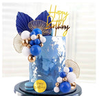 Blue White Gold Ball Cake Toppers Balls Cupcake Toppers Foam Ball Shaped Cake Picks DIY Balloon Cake Insert Topper Ball Birthday Cake Decor
