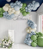 Dusty Blue Green Balloon Garland Arch Kit Avocado Green Balloons  Pastel Blue Balloons Kit For Jungle Safari Neutral Birthday Baby Shower