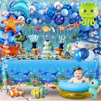 Under the Sea Party Decorations 98Pcs, Ocean Theme Birthday Party Supplies, Backdrop  Garlands Ocean Animals Balloons for Pool Beach Party