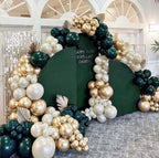 Emerald Green Gold Balloon Arch Garland Double Stuffed Dark Forest Green Pearl White Sand Ivory Balloon Kit for Birthday Wedding Anniversary
