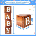 Bear Baby Shower Decorations Boy,80pcs Balloons, Wood Grain Blocks with Letter,"We can bearly wait"Backdrop,Banner,Balloon Blue Brown Bear