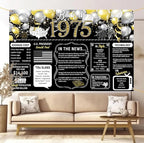 Happy 51st Birthday Class Reunion Anniversary Back in 1975 Cheers to 51 Years Backdrop Large Wall Banner Birthday Hanging Poster Supplies