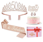 50th Birthday Decorations, 50th Birthday Gifts for Women, Including 50th Crown/Tiara ,Sash, Happy 50 Birthday Cake Topper and 50th Candles
