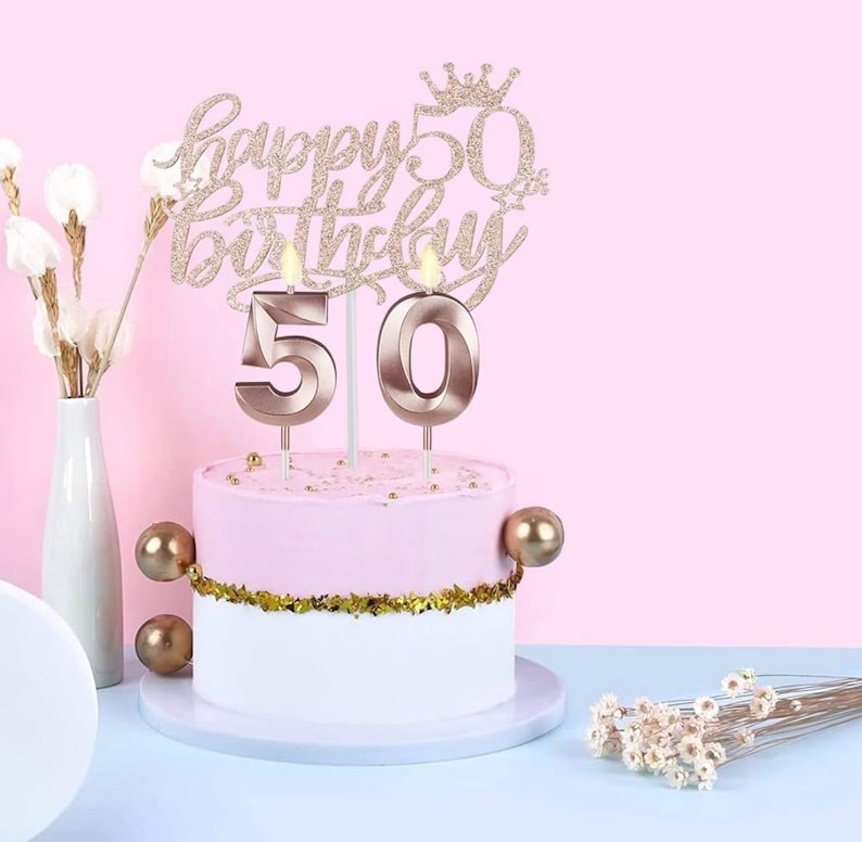 50th Birthday Decorations, 50th Birthday Gifts for Women, Including 50th Crown/Tiara ,Sash, Happy 50 Birthday Cake Topper and 50th Candles