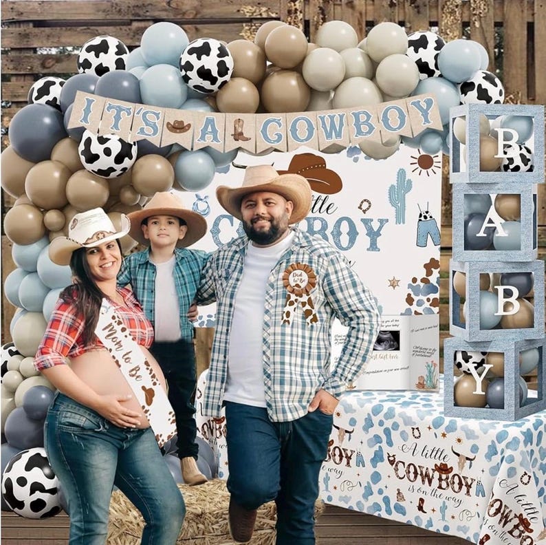 Cowboy Baby Shower Decorations Party Supplies for Boy, A Little Cowboy is on the Way Decorations, Western Baby Shower Decor, Cowboy Rodeo