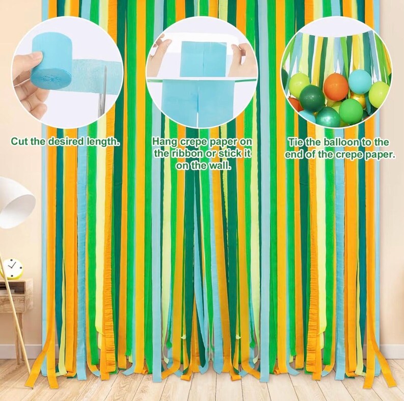 Dinosaur Birthday Party Decorations Supplies Happy Birthday Banner Crepe Paper Green Orange Blue Gold Dino Foil Balloons Garland Arch Kit