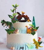26 PCS Dinosaur Cake Toppers With Dinosaur Eggs Leaves Trees Cake Decorations For Birthday,Dinosaur Themed,Jungle Safari, Wild Animals Party