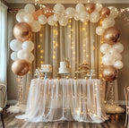 Champagne Tulle Backdrop Curtains with Lights String 10FTX8FT Sheer Curtains with Lights Tulle Curtains Backdrop for Wedding Birthday Party