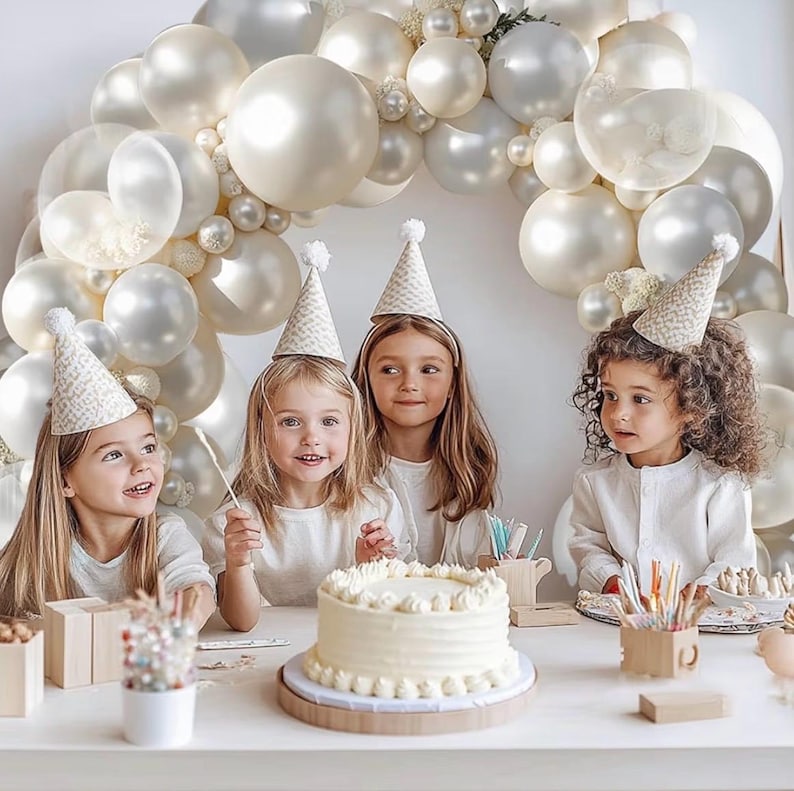 Pearl White Balloons Arch Kit, Double Stuffed White Sand Beige Ivory Balloons Pastel White Bobo Balloons Arch Kit for Wedding Baby Shower