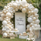 Pearl White Balloons Arch Kit, Double Stuffed White Sand Beige Ivory Balloons Pastel White Bobo Balloons Arch Kit for Wedding Baby Shower