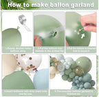 173Pcs Dusty Blue Green Balloon Garland Arch Kit, Haze Fog Blue Ash Mist Sage Green Sand White Gold Confetti Balloons for Baby Shower Weddin