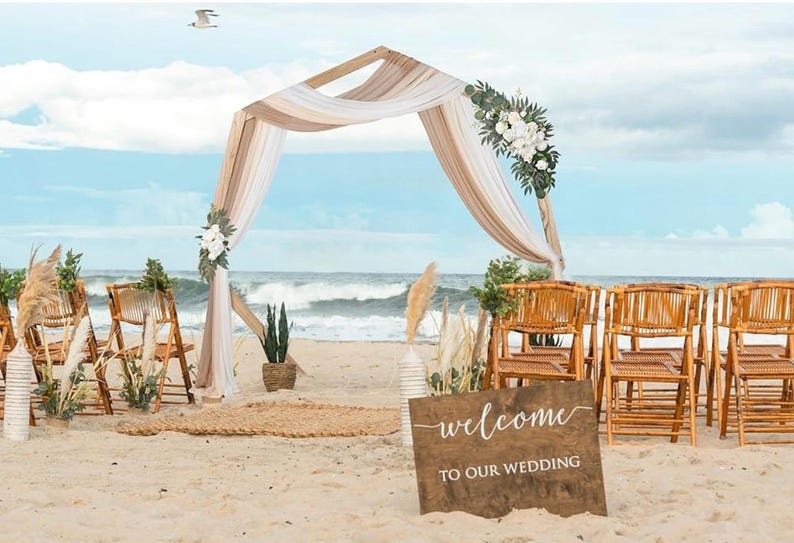 3 Panels Wedding Arch Draping Fabric, 30" x 20ft Mixed Color Chiffon Fabric Drapery Sheer Backdrop Curtain for Wedding Ceremony Party Decor