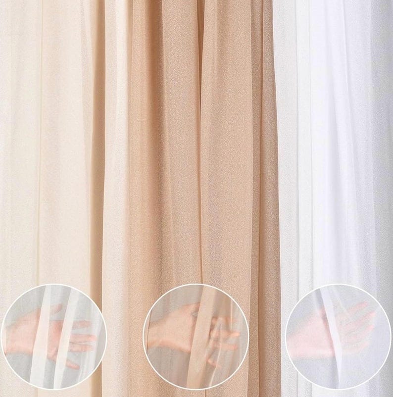 3 Panels Wedding Arch Draping Fabric, 30" x 20ft Mixed Color Chiffon Fabric Drapery Sheer Backdrop Curtain for Wedding Ceremony Party Decor
