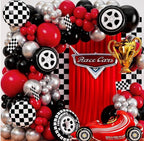 Race Car Balloon Arch Kit with BONUS Trophy & Number 2 - Cars Balloon Garland Kit for Lightning McQueen Cars 2 Birthday Hot Wheels Balloons