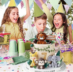 19pcs Safari Animal Cake Topper - Jungle Wild Cake Toppers with Leaves Balls Cake Decorations for Safari Animals Themed Birthday Party Decor