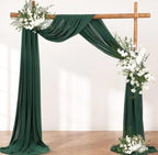 Wedding Arch Draping Fabric 1 Panel 30'' x 18FT Emerald Green Sheer Chiffon Arch Drapery for Bridal Shower Backdrop Outdoor ,Church Ceremony