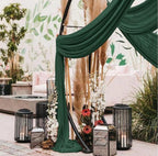 Wedding Arch Draping Fabric 1 Panel 30'' x 18FT Emerald Green Sheer Chiffon Arch Drapery for Bridal Shower Backdrop Outdoor ,Church Ceremony