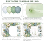 153Pcs Dusty Blue Green Balloons Baby Shower Decorations, Haze Fog Blue Mist Sage Green Balloon Arch Kit Baby Boxes for Boho  Baby Shower